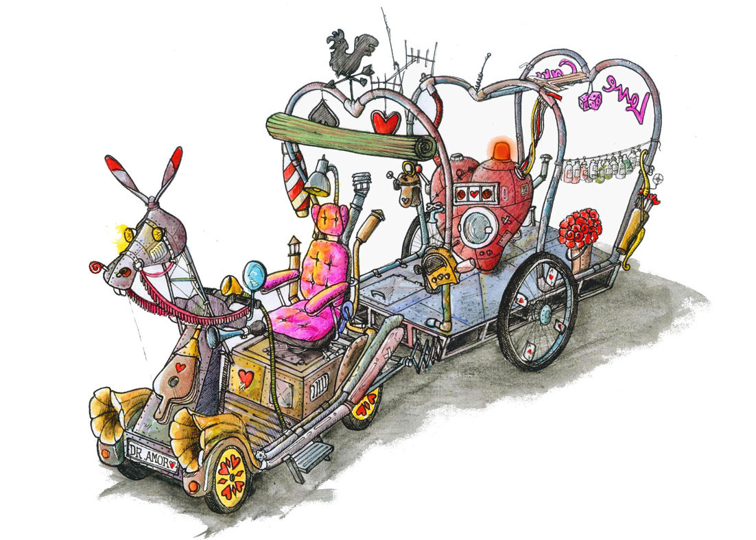 Ilustración de la caravanamor del espectáculo Jugajoglars